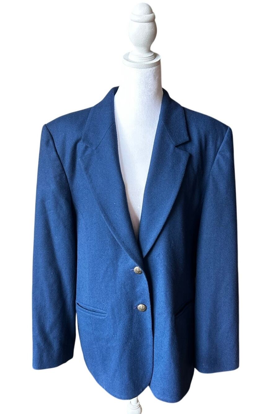 Vintage Pendleton Pure Virgin Wool Blue Blazer Jacket Made in USA Size 16
